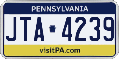 PA license plate JTA4239