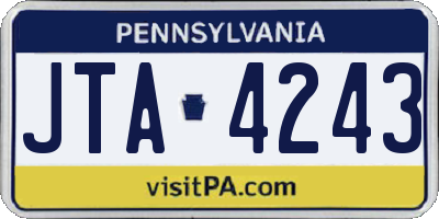 PA license plate JTA4243