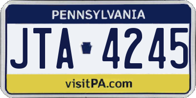 PA license plate JTA4245