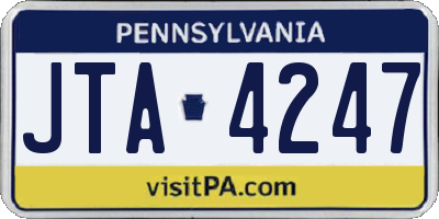 PA license plate JTA4247