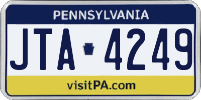 PA license plate JTA4249