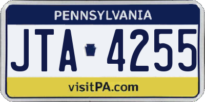 PA license plate JTA4255