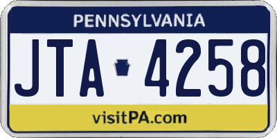 PA license plate JTA4258