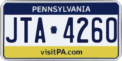 PA license plate JTA4260