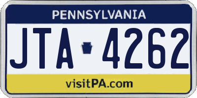 PA license plate JTA4262