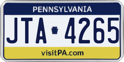 PA license plate JTA4265
