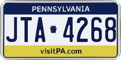 PA license plate JTA4268