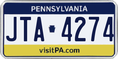 PA license plate JTA4274