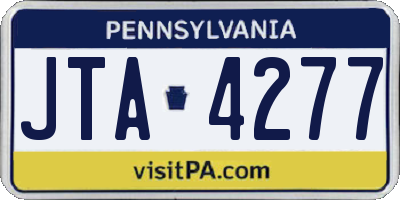 PA license plate JTA4277