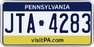 PA license plate JTA4283