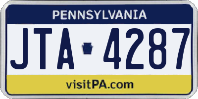 PA license plate JTA4287