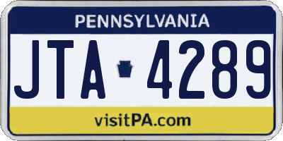 PA license plate JTA4289