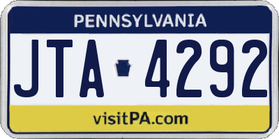 PA license plate JTA4292