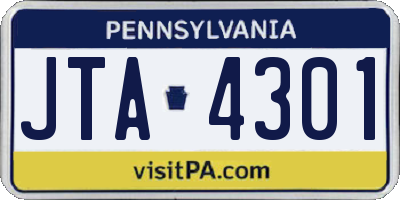PA license plate JTA4301