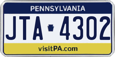 PA license plate JTA4302