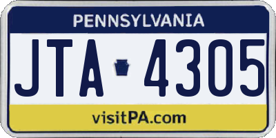 PA license plate JTA4305