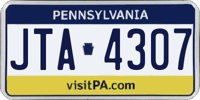 PA license plate JTA4307