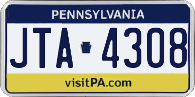 PA license plate JTA4308