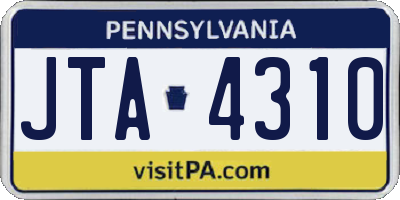 PA license plate JTA4310