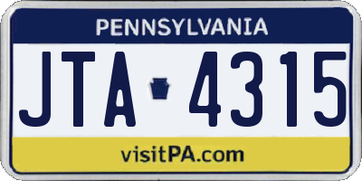 PA license plate JTA4315