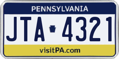 PA license plate JTA4321