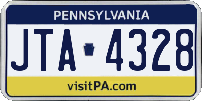 PA license plate JTA4328