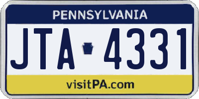 PA license plate JTA4331
