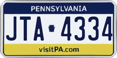 PA license plate JTA4334