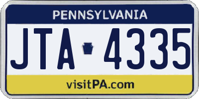 PA license plate JTA4335