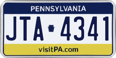 PA license plate JTA4341