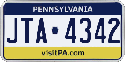 PA license plate JTA4342
