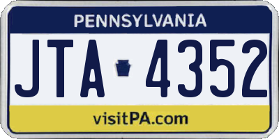PA license plate JTA4352