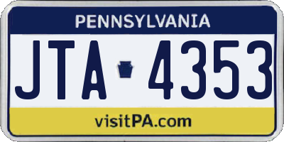 PA license plate JTA4353