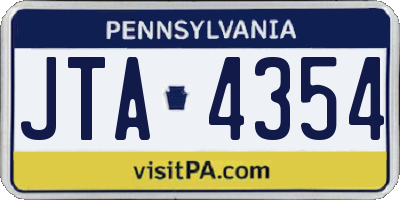 PA license plate JTA4354