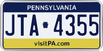 PA license plate JTA4355