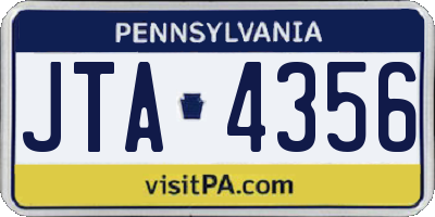 PA license plate JTA4356