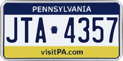 PA license plate JTA4357