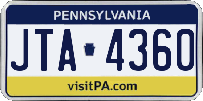 PA license plate JTA4360
