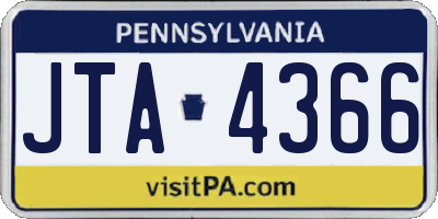 PA license plate JTA4366