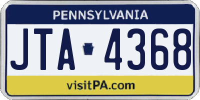 PA license plate JTA4368