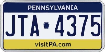 PA license plate JTA4375