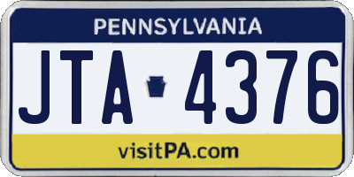 PA license plate JTA4376