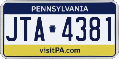 PA license plate JTA4381