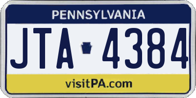 PA license plate JTA4384