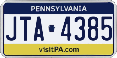 PA license plate JTA4385