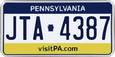 PA license plate JTA4387