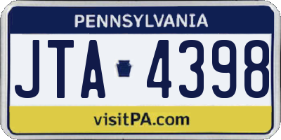 PA license plate JTA4398