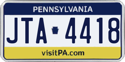 PA license plate JTA4418