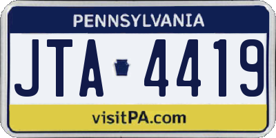 PA license plate JTA4419