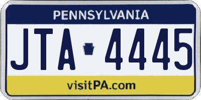 PA license plate JTA4445